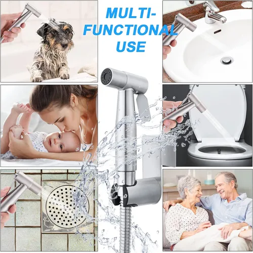 Miniatura 6 de YA MI Aerosol multifuncional para bidé de mano, ducha de pañales de baño, rociador, manguera y accesorios, rociador de inodoro de mano con doble