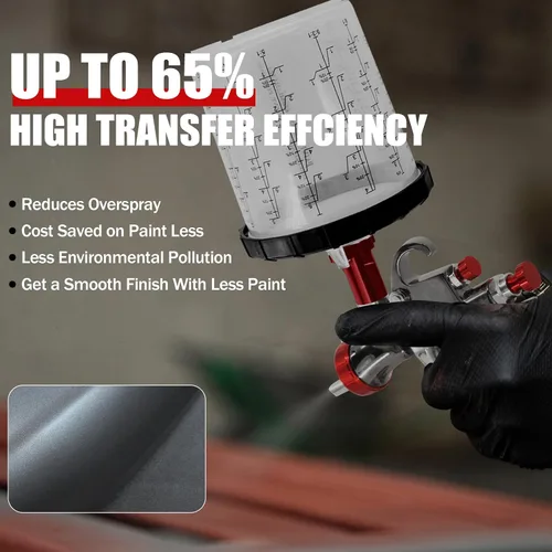 Miniatura 5 de R500 - Pistola de pulverización LVLP con taza mezcladora de 22.0 fl oz y 10 vasos desechables, boquillas de 1.3/1.5/0.067 in, pistola de pintura