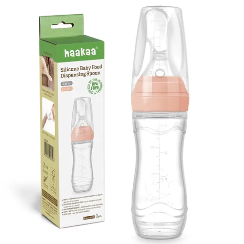 Haakaa Comedero de silicona para bebés de 4 onzas, comedero de cereales para bebés, alimentador de alimentos frescos para bebés, botella de Melocotón