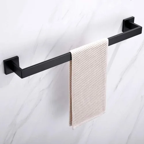 Miniatura 2 de TASTOS Toallero individual negro de 23.6 pulgadas, barra de toalla de baño de acero inoxidable SUS 304 resistente, soporte para toallas de cocina