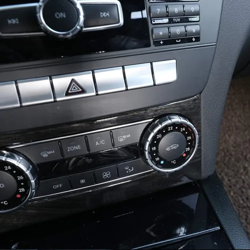 Miniatura 5 de YIWANG Marco de perilla de control central de ABS cromado para Mercedes Benz Clase C W204 2011-2014 Accesorios de automóvil (grano de madera negra)