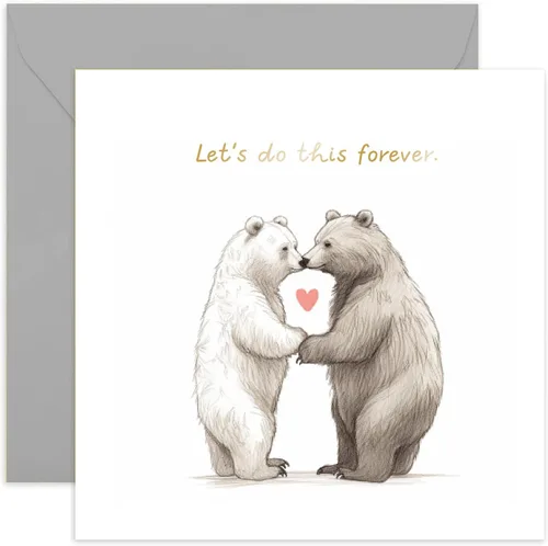 Old English Co. - Tarjeta de aniversario de boda para pareja, tarjeta de aniversario para marido y esposa, bonita tarjeta de oso para novio y novia,