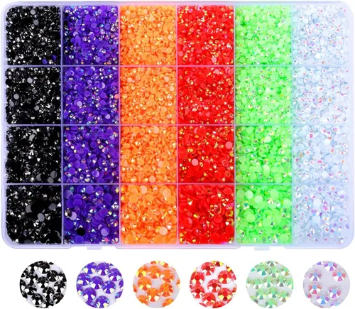 Miniatura 17 de Diamantes de imitación de resina con parte trasera plana, 21000 unidades de piedras preciosas de gelatina que no se calientan, 6