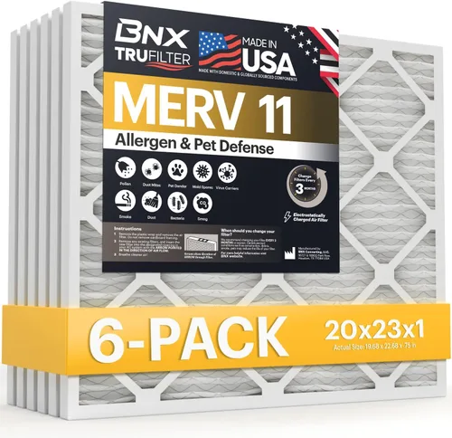 Miniatura 10 de BNX TruFilter - Filtro de aire MERV 11 de 18 x 20 x 1 pulgadas (paquete de 6) – Fabricado en Estados Unidos – Defensa contra Alérgenos Filtro