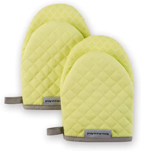 Miniatura 13 de Guantes KitchenAid, mini guantes de horno, de algodón, con agarre de silicona Verde pistacho