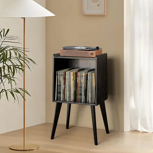 Miniatura 9 de Gannyfer Soporte para tocadiscos: soporte de almacenamiento de discos de vinilo de mediados de siglo con capacidad para hasta 160 álbumes, estante