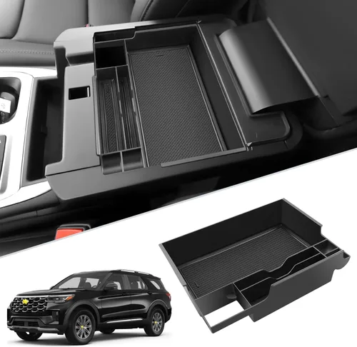Miniatura 15 de SKTU Organizador de consola central compatible con Tiguan Allspace LWB 2018-2020, inserción de accesorios ABS negro, bandeja de materiales negros