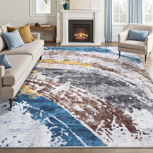Miniatura 59 de Ciicool Alfombra de pasillo lavable de 2 x 6, alfombra moderna abstracta para pasillo, antideslizante, delgada, ligera, con estampado gris marino