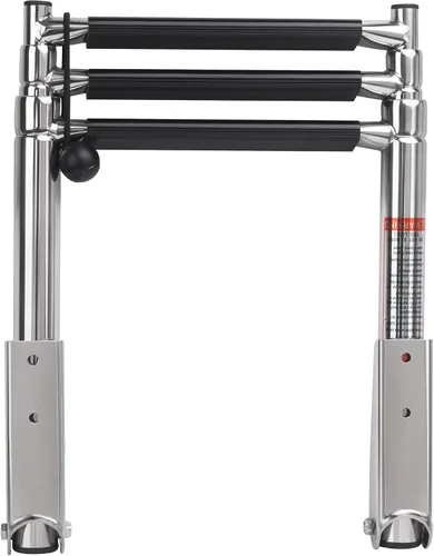 Miniatura 5 de Escalera telescópica para barco de 3 escalones, acero inoxidable 316 de grado marino, capacidad de 900 libras, peldaños antideslizantes y pasamanos
