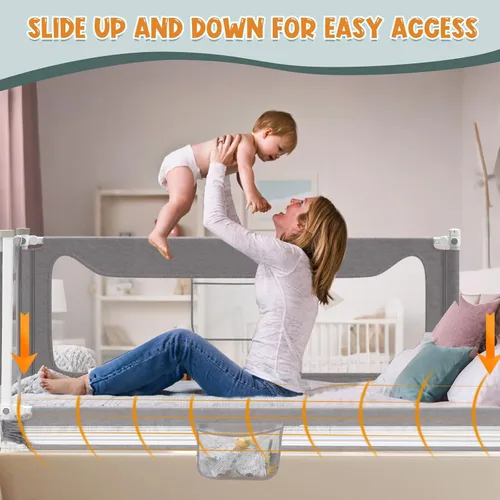 Miniatura 4 de G TALECO GEAR Baranda de cama para niños pequeños, rieles laterales protectores estables de cama, protector de baranda de cama para bebés para cama