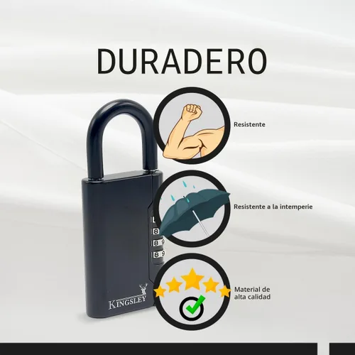 Miniatura 7 de Kingsley Guard-a-Key Caja de seguridad para llaves negra portátil con llave de colgar y cerradura de combinación para llaves de casa, inmobiliarias