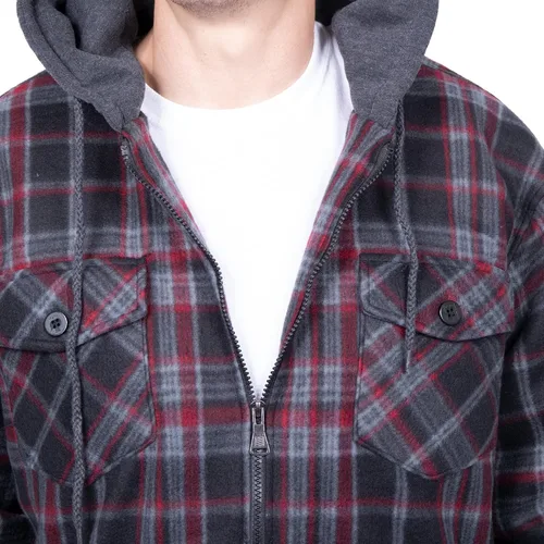 Miniatura 4 de Visive Chaqueta Sherpa de franela forrada para hombre, forro polar grueso, con cremallera, sudaderas grandes y altas, acolchadas a cuadros