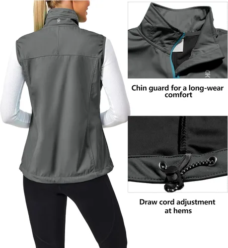 Miniatura 3 de Little Donkey Andy Chaleco Softshell ligero a prueba de viento para mujer, para golf, tenis, correr, ciclismo