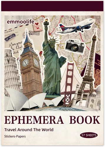 Miniatura 26 de 6 Juegos de 300 Piezas Libro de Calcomanías Washi para Diario, Paisajes Diarios Cosas de la Vida Viajes Calcomanías Vintage Estética Moda Juego