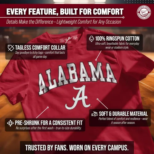 Miniatura 3 de Campus Colors NCAA - Camiseta de algodón para adulto, unisex, para el día del juego Camiseta con licencia oficial de la NCAA, algodón hilado