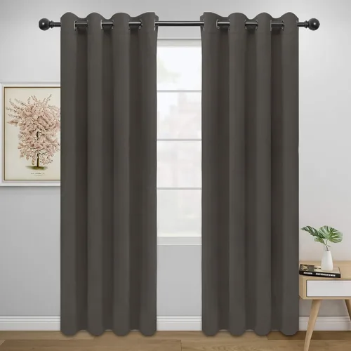 Miniatura 35 de Easy-Going - Cortinas opacas para dormitorio, aislamiento térmico sólido con ojales, cortinas de ventana para reducción de ruido, cortinas