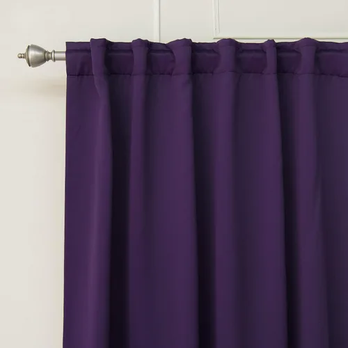 Miniatura 4 de Best Home Fashion Cortinas opacas con aislamiento térmico, pestaña trasera, bolsillo para barra, morado, 52 pulgadas de ancho x 63 pulgadas
