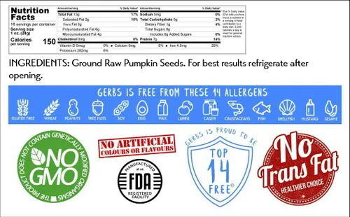 Miniatura 2 de GERBS Harina de Semilla de Calabaza 1 Libra Grado Premium Recién Cosechada y Empaquetada en Bolsa Resellable a Granel Sin OGM, Keto y Paleo