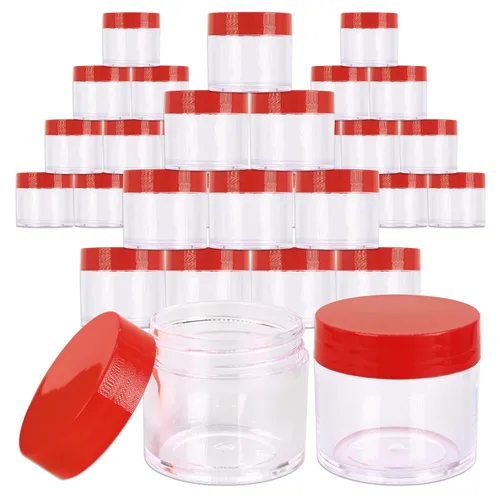 Miniatura 35 de Beauticom 1.06 oz/1.0 fl oz (1 fl. oz.) Tarros de plástico transparente de doble pared a prueba de fugas con tapas superiores planas para cremas, Oro