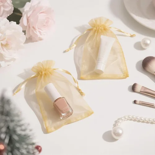 Miniatura 6 de Joycraft 50 bolsas de organza, bolsas de tul transpirables doradas de 4 x 6 pulgadas con cordón, bolsa de malla transparente para recuerdos de boda