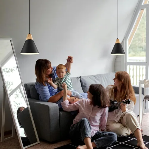 Miniatura 3 de Luz Colgante Negra Paquete de 2, 9.4 pulgadas - Luz Colgante de Estilo Rústico, Luces Colgantes Modernas, Luces Colgantes de Cocina para Oficina