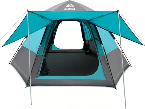 Miniatura 8 de Hewolf Tiendas de campaña para 3-4 personas para camping, tienda instantánea impermeable fácil de desplegar que se instala en 60 segundos