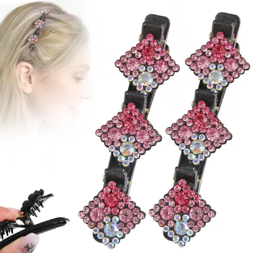 Miniatura 13 de Pinzas de pelo trenzadas con piedra de cristal brillante, pinza para el cabello para mujer, pinzas de pelo corto con pico de pato, clip de pelo