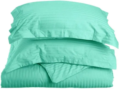 LaxLinen Juego de funda de edredón de 3 piezas (1 funda de edredón con 2 fundas de almohada) 100% algodón de calidad suave, con cierre de