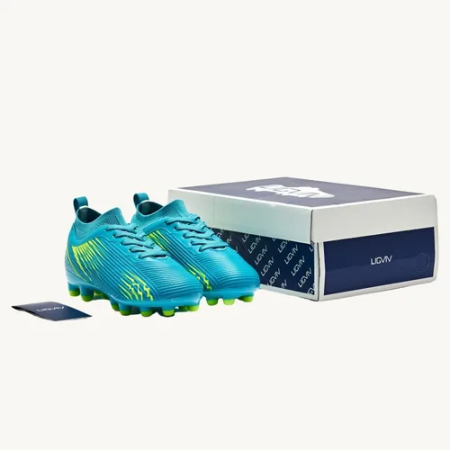Miniatura 7 de LIGVIV Boys Girls Soccer Cleats - Kids Dynamic Collar Football Shoes - Firm Ground Outdoor Green Blue