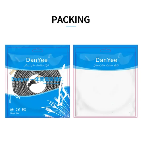 Miniatura 50 de Cable Ethernet Cat 7, DanYee, de nailon CAT7 de alta velocidad, profesional, chapado en oro, cables STP CAT 7 RJ45, cable Ethernet de 3 ft, 10 ft
