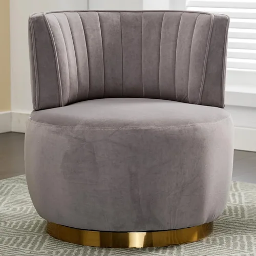 Miniatura 12 de Luxyhome - Silla giratoria de barril 360, de terciopelo, moderna silla decorativa tapizada de mediados de siglo, silla auxiliar redonda de sherpa