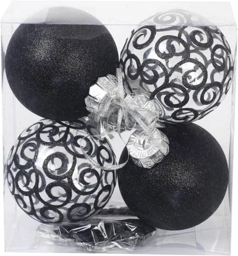Adornos Negros Grandes para Árbol de Navidad de Granja, Decoraciones Navideñas de Vacaciones para Navidad - Bolas de Nieve y Copos de Nieve Grandes