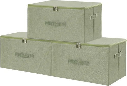 Miniatura 19 de ANMINY Contenedores de almacenamiento con tapas con cremallera, cajas de almacenamiento de tela con tapa de 36 cuartos de galón, cestas con asas