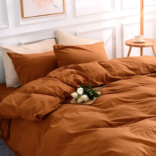 Miniatura 72 de NEXHOME PRO Funda de edredón de algodón para niños, tamaño twin, aspecto de lino, blanco, orgánico, natural, 100% algodón lavado, juego de ropa