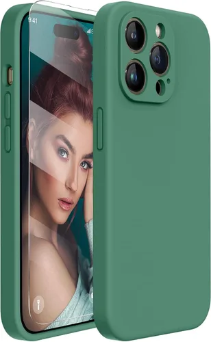 Miniatura 184 de Miracase Funda diseñada para iPhone 13, con protector de pantalla de vidrio templado, forro de microfibra suave antiarañazos, funda de goma