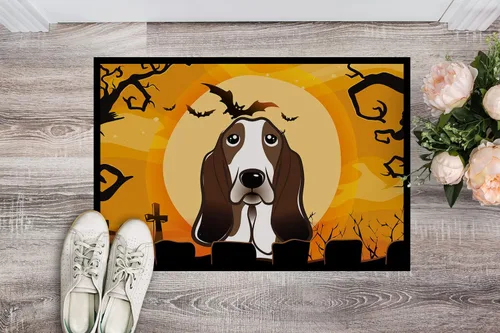 Miniatura 2 de Caroline's Treasures BB1801MAT - Felpudo de Halloween Basset Hound de 18 x 27 pulgadas, tapete para puerta delantera, interior y exterior