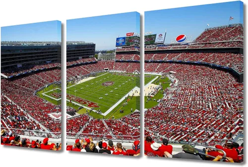 Miniatura 49 de 3 piezas de arte de pared deportivo del equipo de fútbol de los Vikings de Estados Unidos, pinturas de estadios deportivos Minnesota, Estados