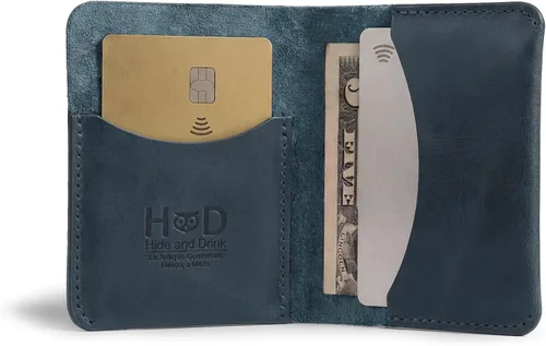 Miniatura 10 de Hide & Drink, Tarjetero plegable hecho a mano de cuero de grano completo, almacenamiento de tarjetas de crédito, organizador de dinero, caja