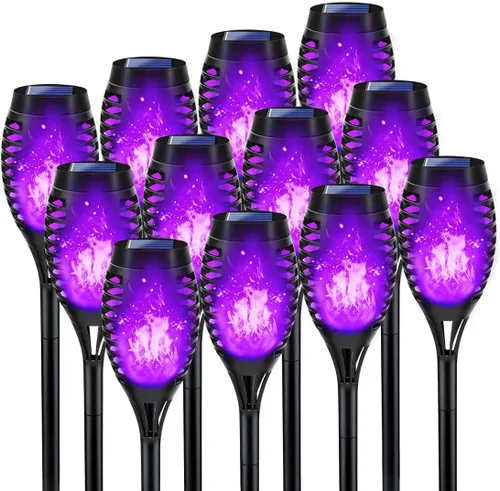 Miniatura 7 de Luces Solares para Exteriores, Paquete de 6 Luces Antorcha Solar con Llama Parpadeante, Luces de Navidad Impermeables para Decoración de Navidad