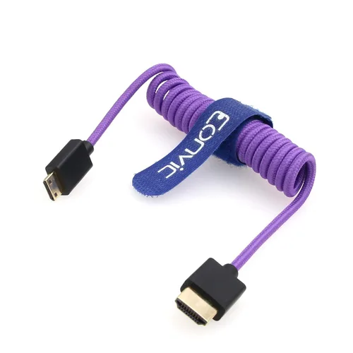 Miniatura 7 de 2.1 HDMI 8K HDMI macho a mini HDMI macho cable extensor de alta velocidad para monitor Canon Nikon Panasonic GH3 (negro en espiral 19.7 in)