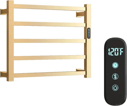 5 Barras Calentadores de Toallas de Lujo Montados en la Pared Estante de Toallas Calentado, Calentador de Toallas para Baño con Temporizador y