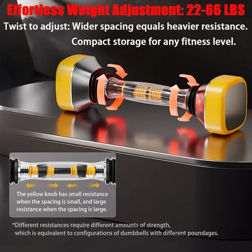 Miniatura 4 de Shaking Weight Adjustable Dumbbell Set 22-66 lbs, 5LB Pink & 25LB Black for Men & Women, Home Gym Equipment, Full Body Workout, Arm Training