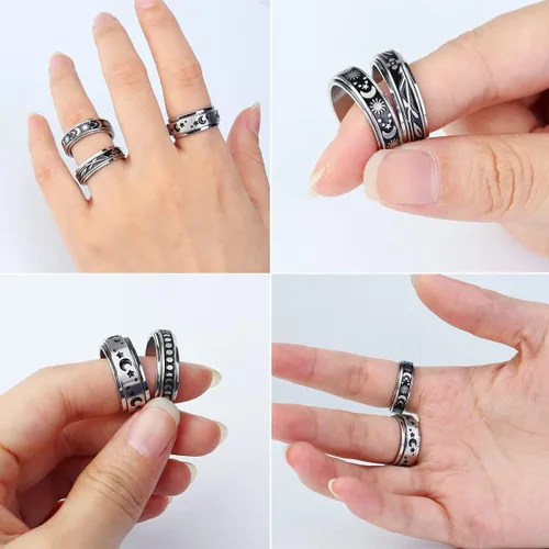 Miniatura 5 de Anillos de acero inoxidable para ansiedad, anillos de ansiedad, tamaño 6-10