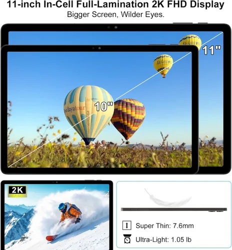 Miniatura 6 de 2026 La última tableta Android de 11 pulgadas con Gemini AI, tableta 2 en 1 con teclado y bolígrafo, 18 GB de RAM 128 GB ROM 1 TB expandir, pantalla
