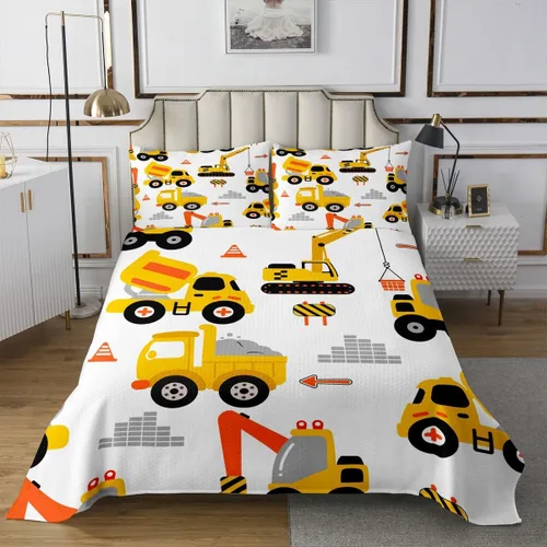 Miniatura 2 de Feelyou Colcha acolchada de diseño de dibujos animados para niños, equipamiento para niños, camiones, juego de colcha transpirable, diseño