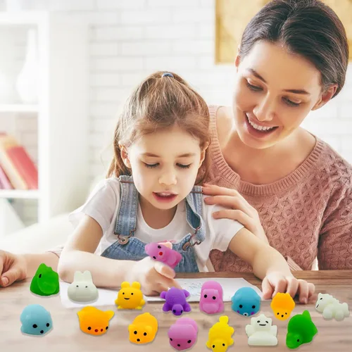 Miniatura 4 de 150 piezas de juguetes blandos Mochi, juguetes esponjosos Kawaii para aliviar el estrés, mini juguetes esponjosos para fiestas, premios
