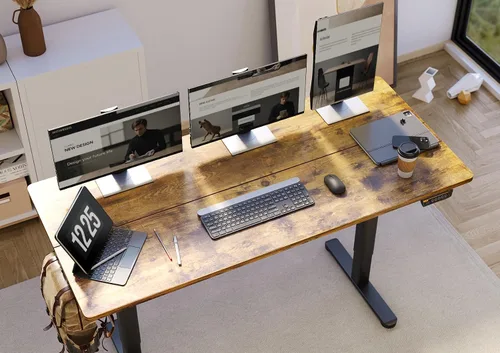 Miniatura 6 de Claiks - Escritorio eléctrico de pie, escritorio de altura ajustable para trabajar sentado o de pie, escritorio de oficina en casa con tablero