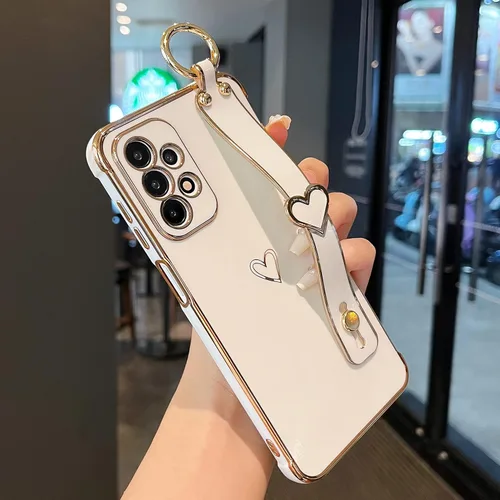 Miniatura 14 de ZTOFERA Funda diseñada para Samsung Galaxy S20 FE 5G, borde chapado de lujo, patrón de corazones de amor con pulsera y función atril, protección
