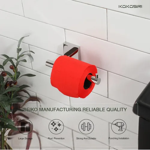 Miniatura 6 de KOKOSIRI Soporte de papel higiénico para baño, soporte para rollo de papel higiénico, megarrollos, acero inoxidable cromado pulido B2005CH Cromo