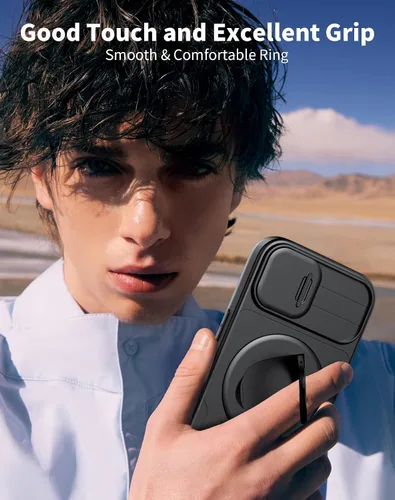 Miniatura 7 de Funda magnética para iPhone 11 Pro compatible con carga inalámbrica MagSafe, con 2 protectores de pantalla, anillo kickstand de 360° integrado +